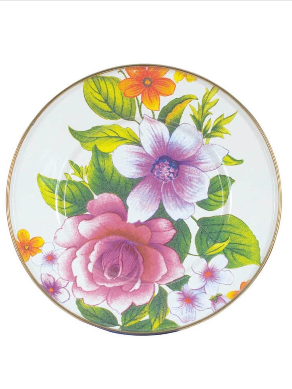 MACKENZIE-CHILDS | White Flower Market 8” Enamel Salad/Dessert Plate